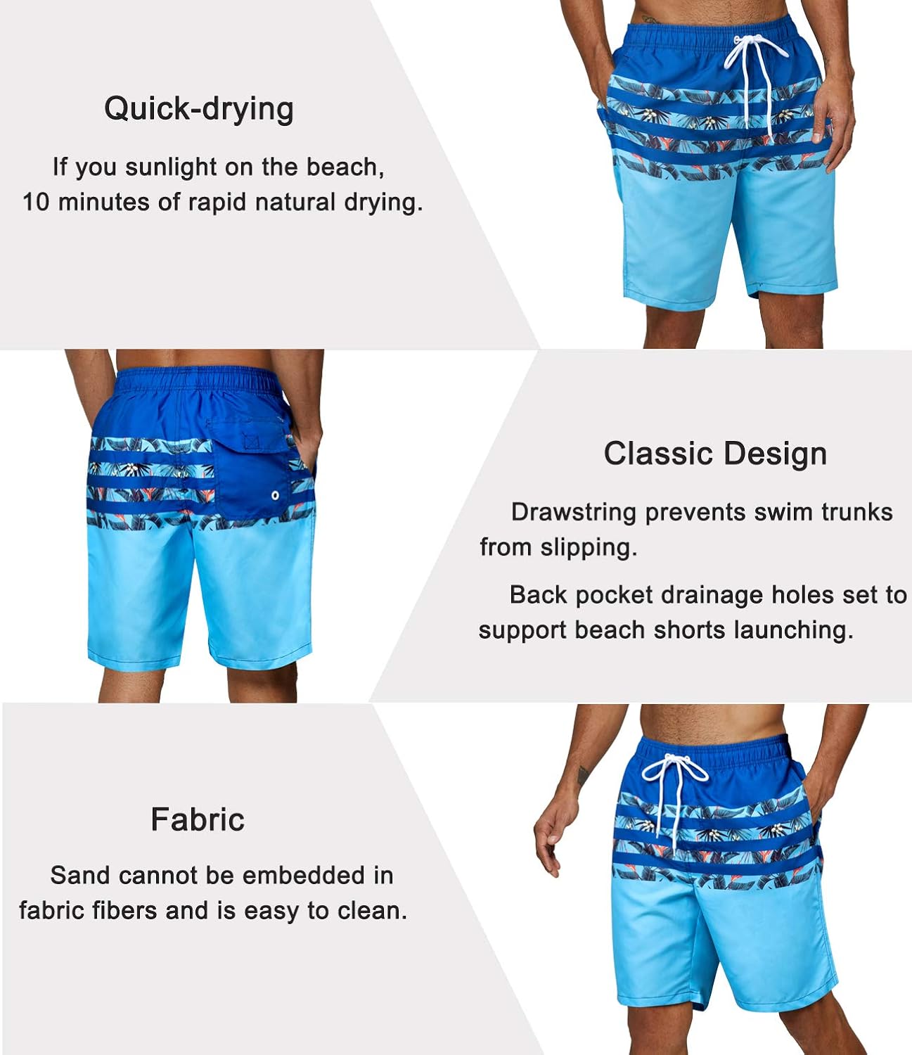 SILKWORLD Mens Swim Shorts Quick Dry Trunks Sports Swimwear with Mesh Lining : Clothing