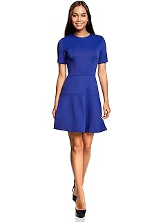 oodji Ultra Mujer Vestido de Punto con Falda Acampanada