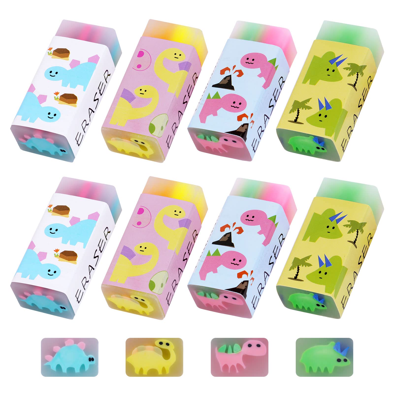 Vicloon Erasers, 8 Pieces Dinosaur Erasers, Party Bags for Kids Parties, Stationery