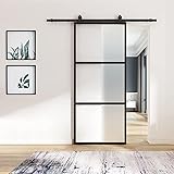 BARNSMITH 36in x 84in Frosted Glass Barn Door with