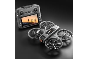 ikaufen S156 Drone with Built-in 4.9in screen control, Infrared four-sided obstacle avoidance With 1080P HD Dual Camera WiFi FPV Foldable Quadcopter Aircraft +1 Battery (S156 Big screen control (Dark grey))