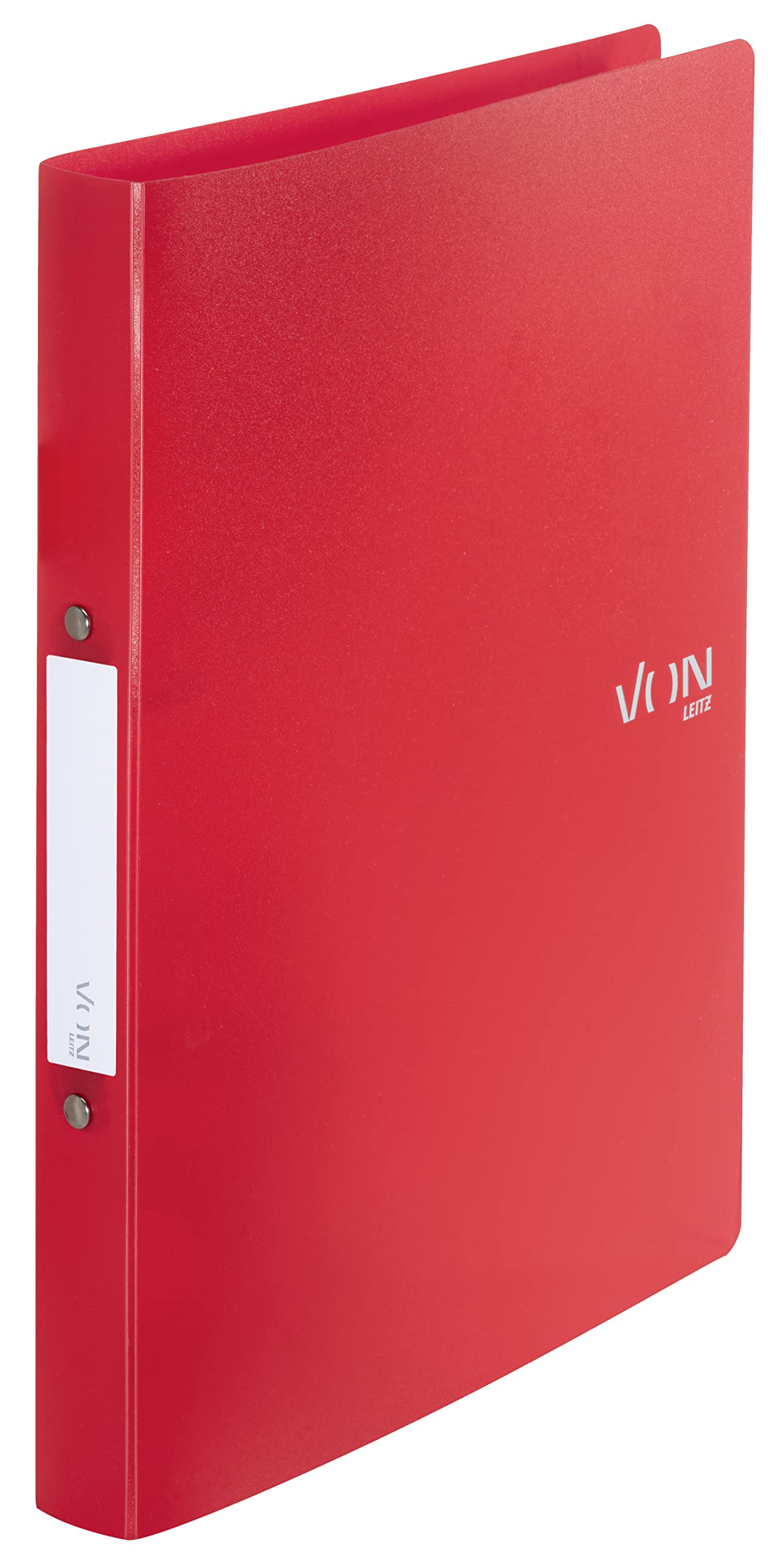 VON Leitz 42470025 Ring Binder A4 with 2 Rings Polypropylene Folder 30 mm Spine Width for 190 Sheets Ring Mechanism for School, Study and Household Pack of 5 Red