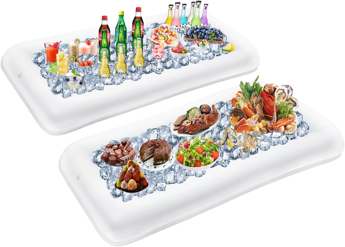 Siyoo 2 PCS Inflatable Fruit and Vegetable Salad Bar Tray Food Drink