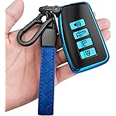 Sindeda for Lexus Key Fob Cover with Keychain Soft Full Protection Key Shell Key Case Compatible with Lexus RX IS ES GS LS NX RS GX LX RC LC (Blue)