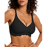 VRVOICE Womens Wireless Jelly Bras No Underwire Support Push Up Removable Straps (U/Cross/Halter) Everyday Sports Bra