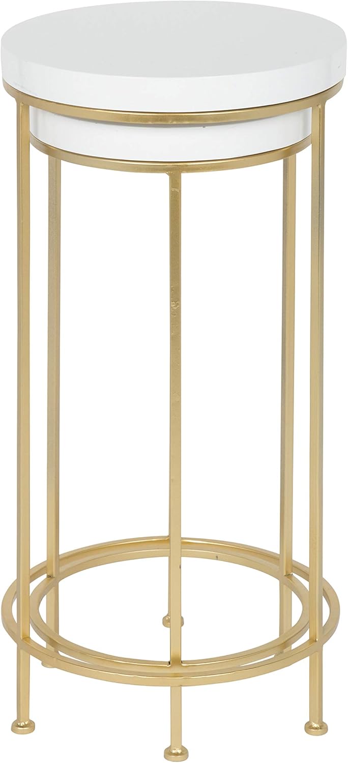 Kate and Laurel Espada Metal and Wood Nesting Tables 2 Piece Set, Walnut Top with Gold Base: Kitchen & Dining