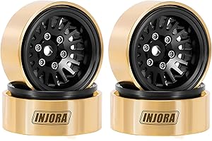 INJORA 1.0 Plus Brass Beadlock Wheel Rim for 1/24 1/18 RC Crawler TRX4M Ascent18 SCX24 FCX24 Upgrade(Black)