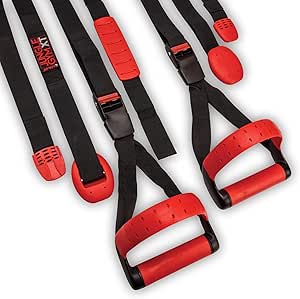 Lifeline Jungle Gym Suspension Trainer System – Split Anchor Design for More Exercise Options – Total Body Workout - 3 Models Available, Red/Black