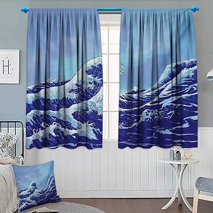 Amazon Com Kanagawa Blackout Curtain Big Tsunami In The Ocean