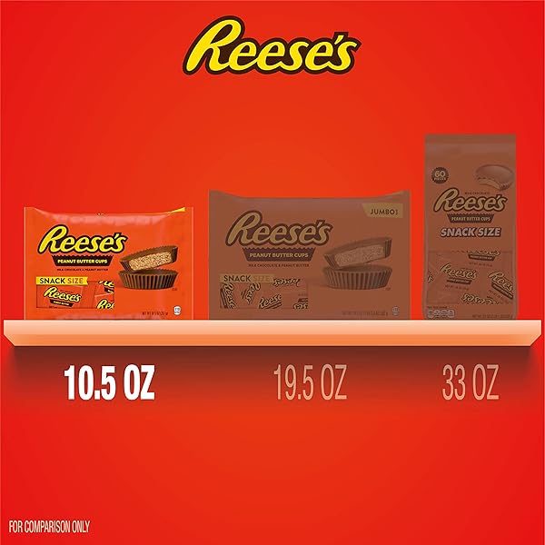 REESE’S MILK CHOCOLATE SNACK SIZE PEANUT BUTTER CUPS, CANDY BAG, 10.5 OZ