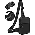 JIPIMON Mini Sling Bag for Men, Waterproof Small Crossbody Bag Lightweight Everyday Carry Chest Bag for Travel Walk Sport (Black)