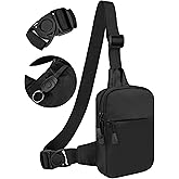 JIPIMON Mini Sling Bag for Men, Waterproof Small Crossbody Bag Lightweight Everyday Carry Chest Bag for Travel Walk Sport (Black)