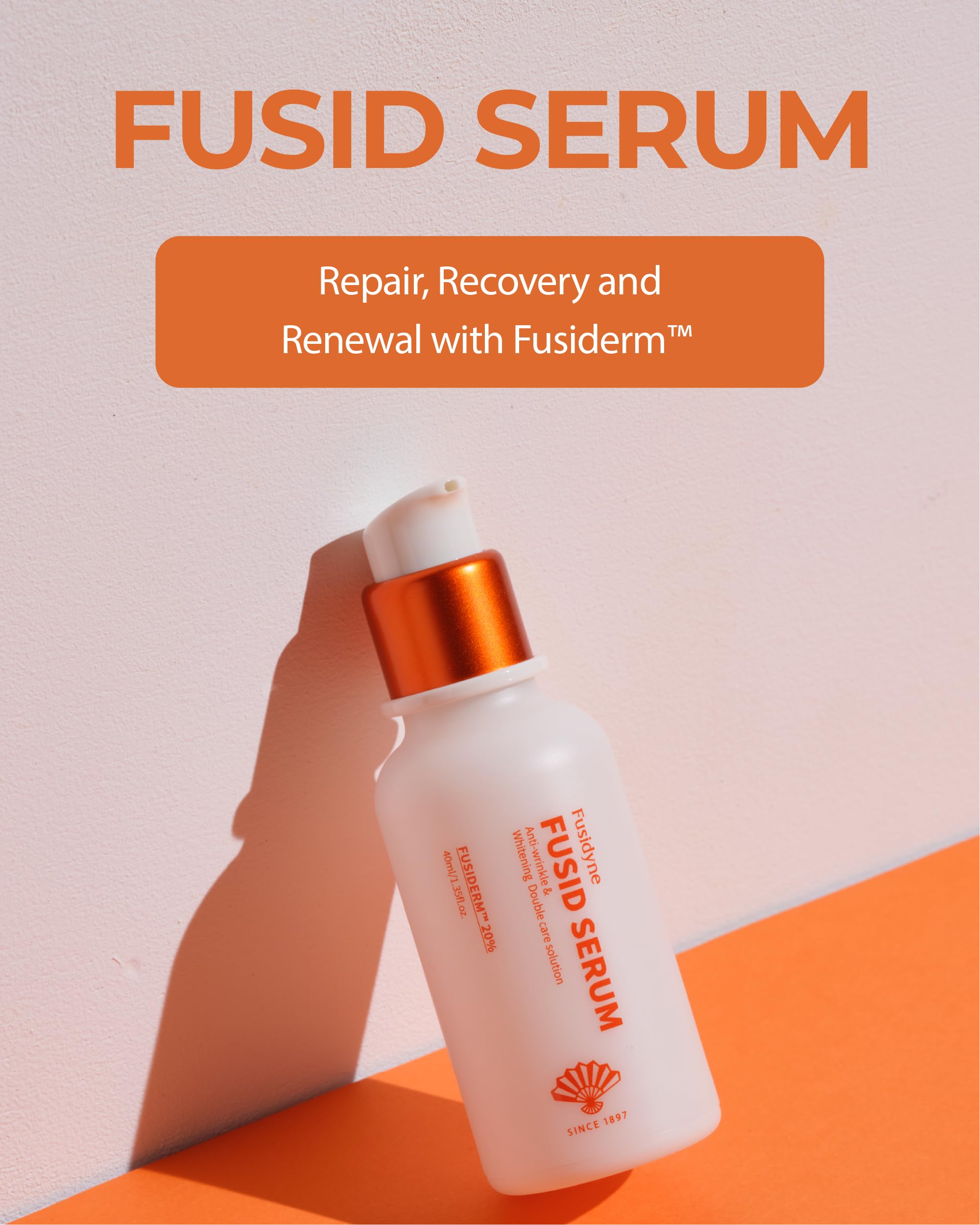 Fusidyne Fusid Serum (1.4fl oz) Serum for Face for Radiance. Dry & Sensitive Skin. Korean Skin Care with Fusiderm, Peptides, Vitamin C.