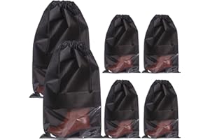 DIOMMELL Set of 6 Tall Boot Bags for Travel Non-Woven with Rope for Women Large Shoe Protector Cover Storage Organizers Pouch