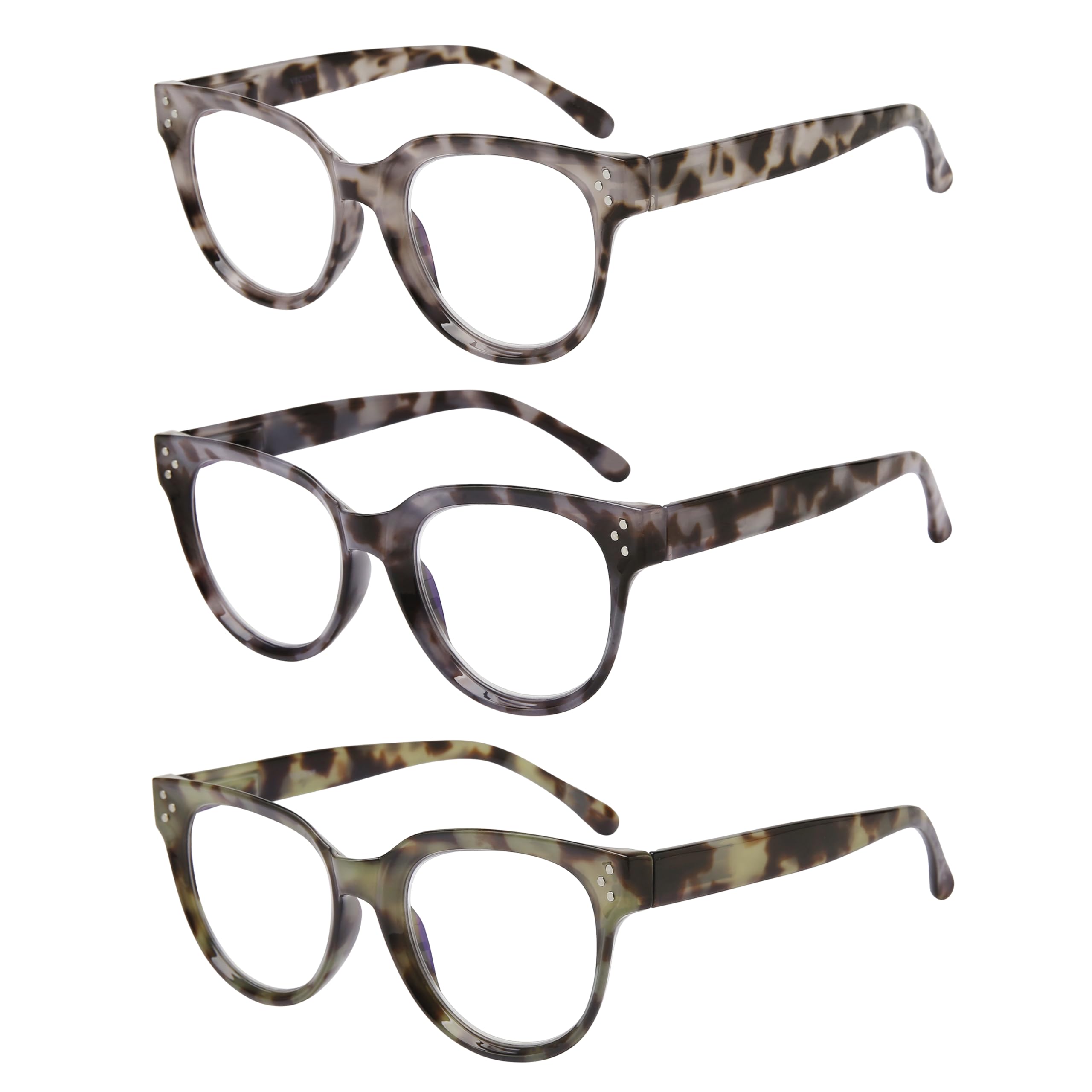 Vecien Reading Glasses Blue Light Blocking Readers Oversized for Women Large Frame Big Lens Readers Spring Hinge Retro 3 Pack Mix Colors Tortoiseshell (3.5) — image 1