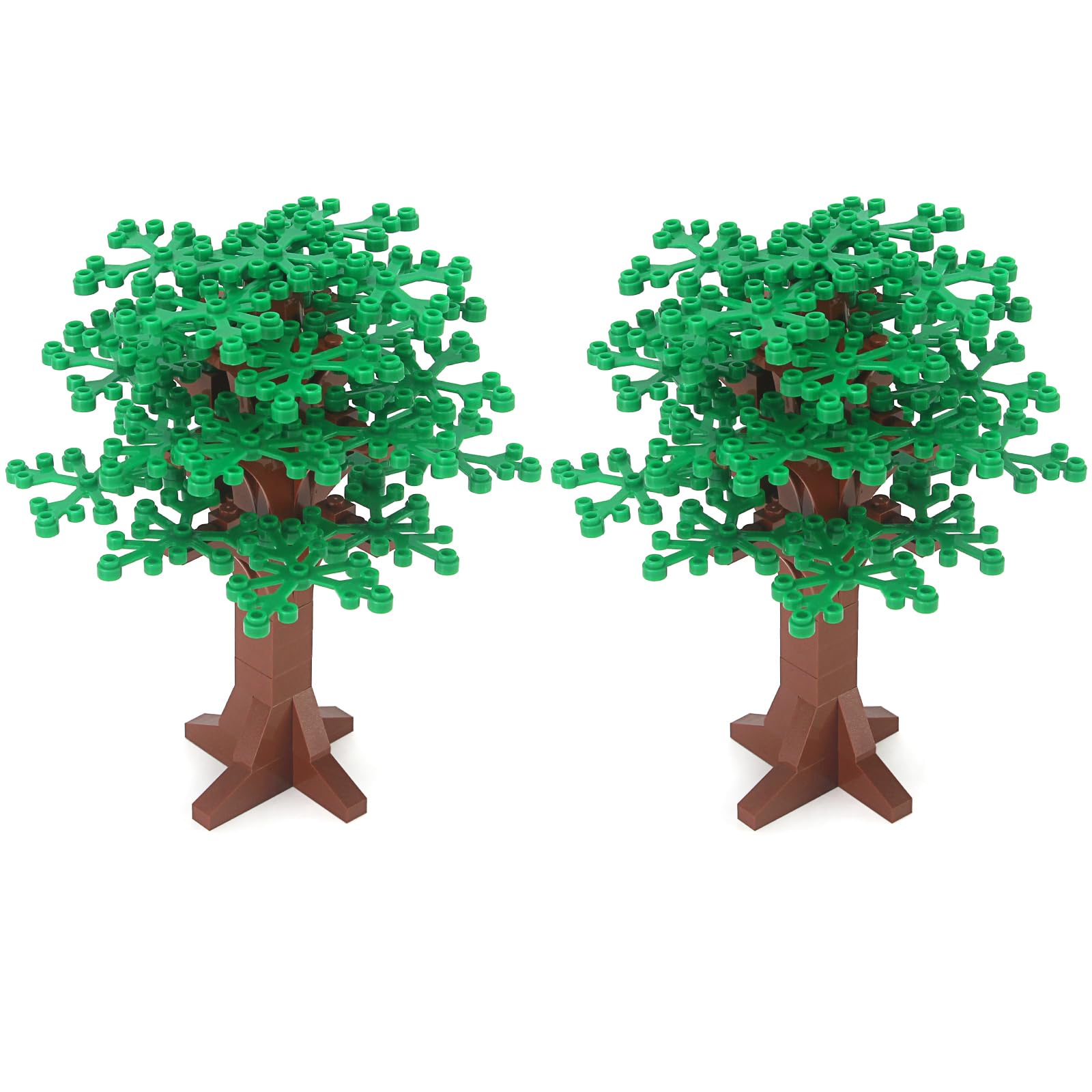 Feleph Large Trees Building Block Set 2PCS Classic Bricks Pieces and Parts Multicolored Toy Set 6.7inch Height Big Botanical Forest Garden Plant (Green)