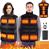 GYIPFIPA Heated Vest for Men,11-17 Heating Zones Rechargeable Heated Vest with 7.4v 16000mAh Battery for Outdoor Travel Etc