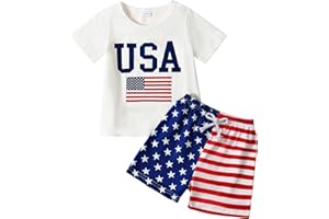 Tinypainter Toddler Boy 4th of July Outfit Short Sleeve T-shirt Top+American Flag Shorts Boy Independence Day Clothes