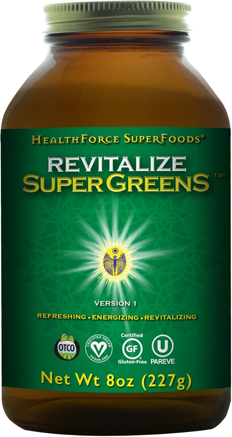 HealthForce SuperFoods Revitalize Super Greens - 8 oz Powder - Natural Green Superfood Complex with Antioxidants, Supports Healthy Inflammatory Response - Organic - 30 Servings