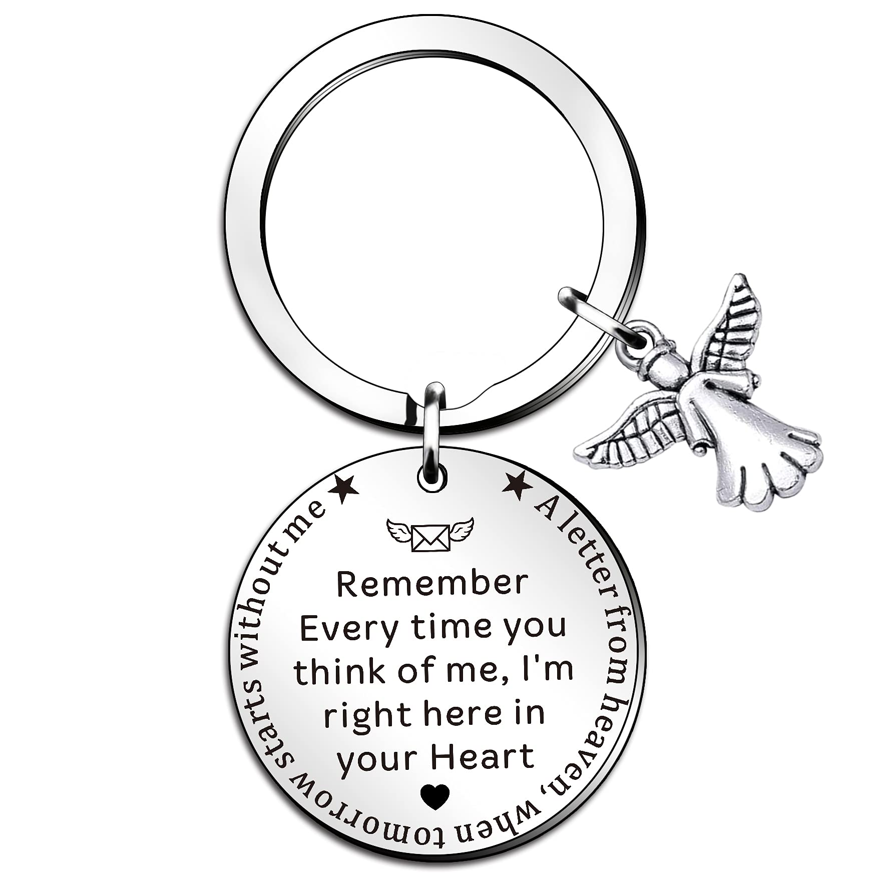 QMVMV Memorial Gifts Keyring Sympathy Keyring Every Time You Think of Me I’m Right Here in Your Heart Keychain Remembrance Gifts for Loss of Loved One