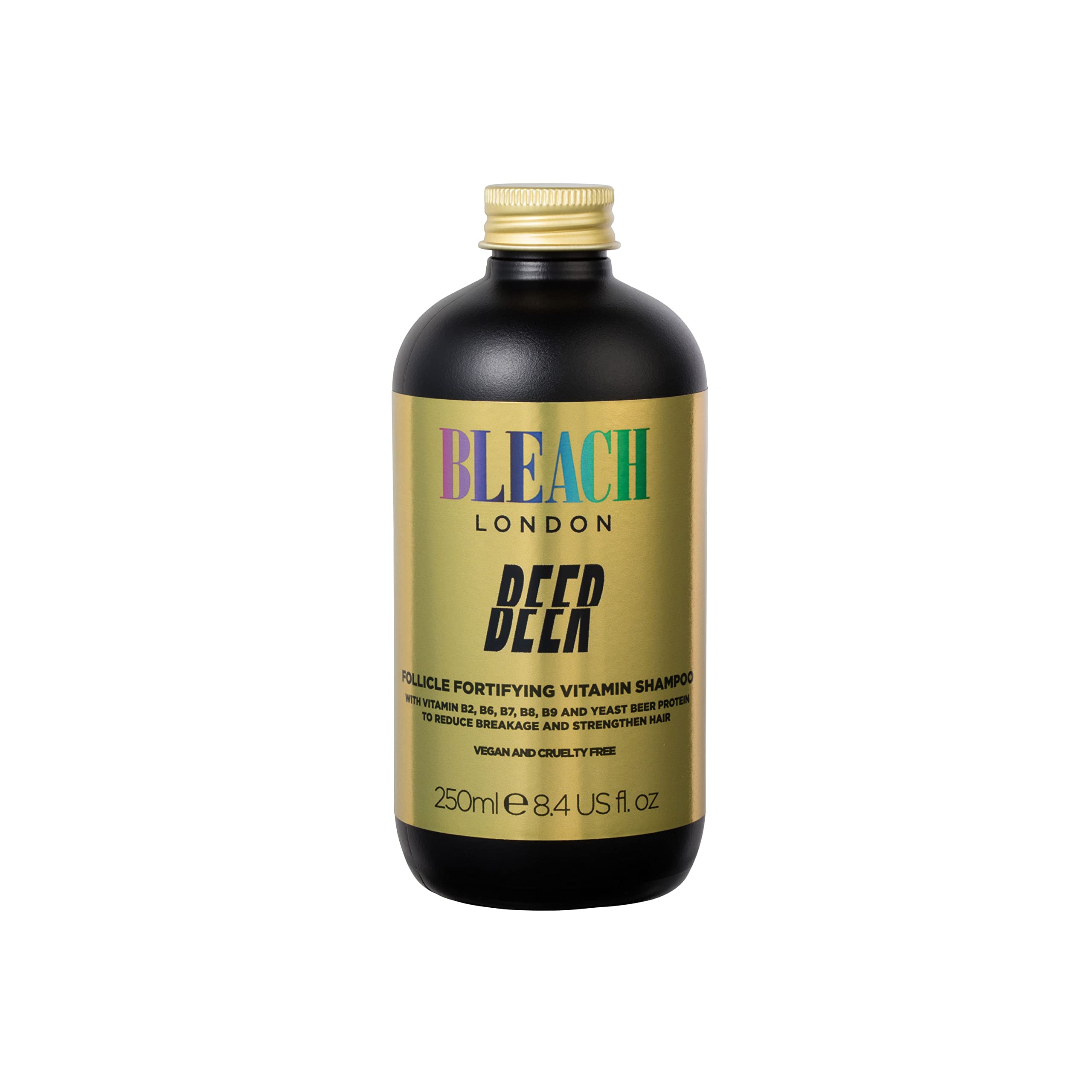 BLEACH LONDON Beer Shampoo - Follicle Fortifying Vitamins, Beer Yeast Proteins, Nutrient Rich, Vegan Cruelty Free, For Healthy Hair & Scalp, 250 ml