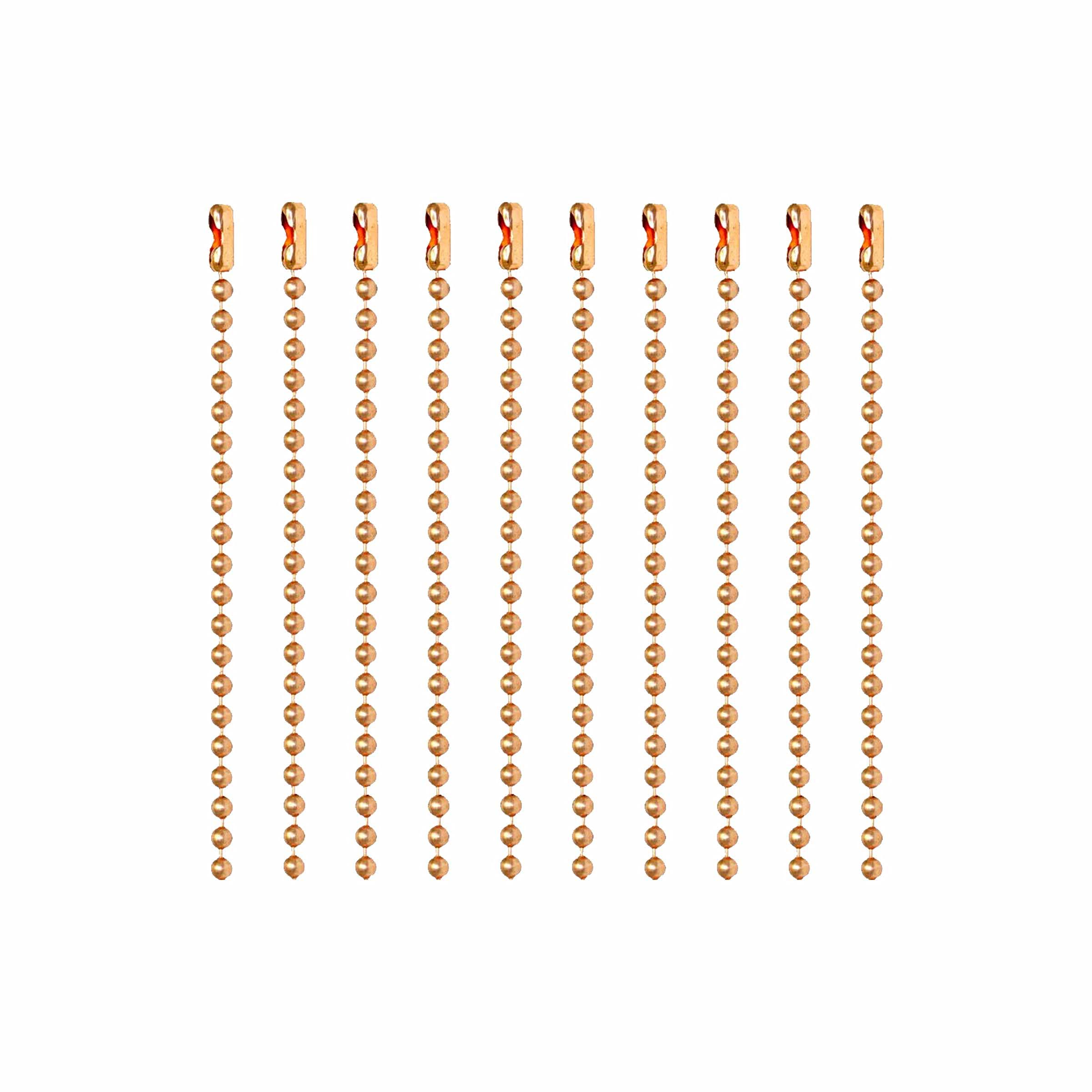 Ball Chain Number 3 Copper Ball Chain - 30 Inch Beaded Chain Necklace - 2.4 mm in Diameter - 10 pcs. with Attached Connector