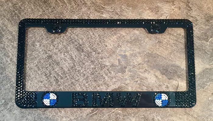 Amazon Com Black License Plate Frame Made With Swarovski