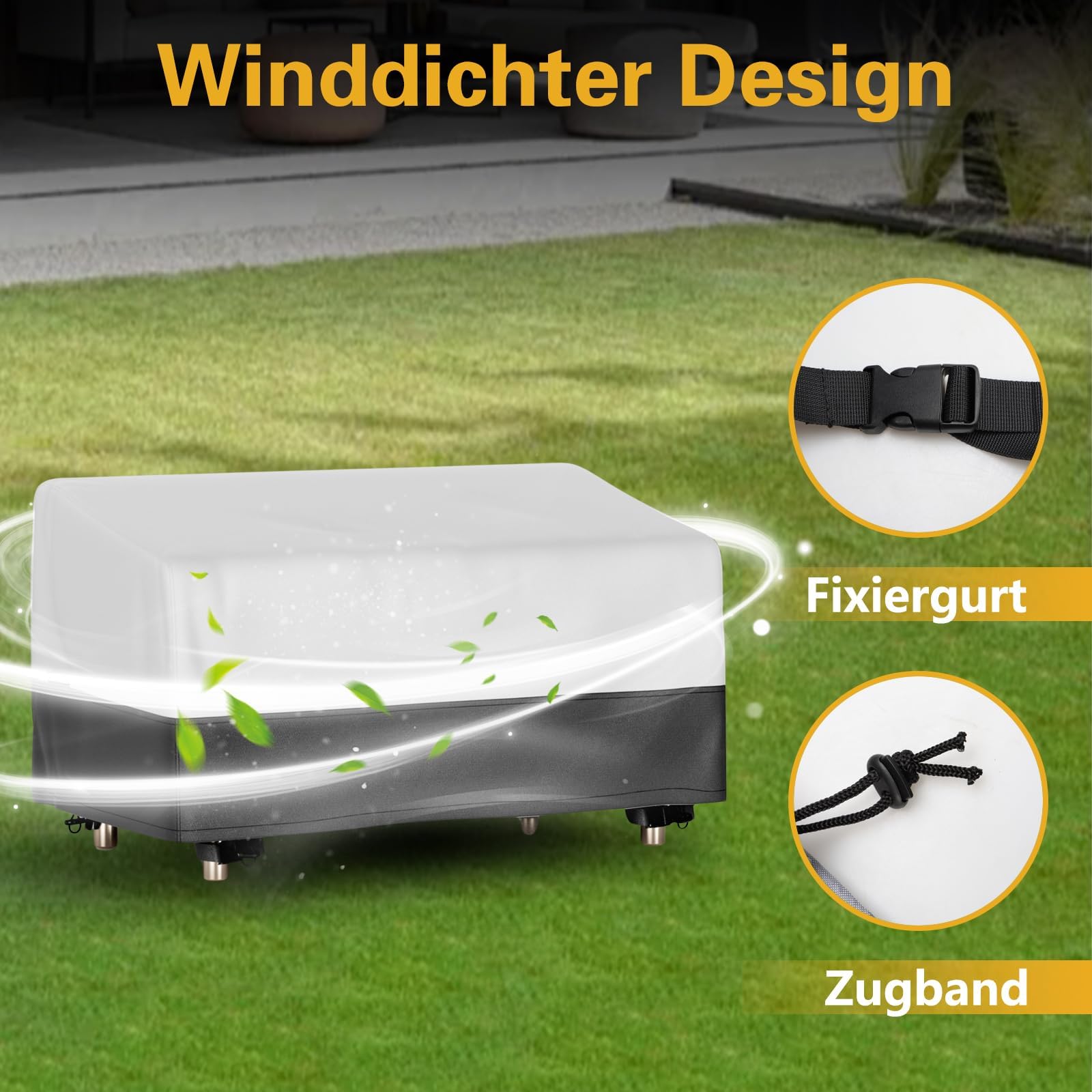 EVRBUL Gartenbank Abdeckung für 2 Sitzer 420D Outdoor-Sofacover mit Luftdüsen 147cm x 82cm x 79cm (58" × 32" × 31") 5