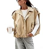 APAFES Womens Faux Suede Vest Oversized Lapel Pilot Sleeveless Jacket Fall Trendy Vest Tops Streetwear