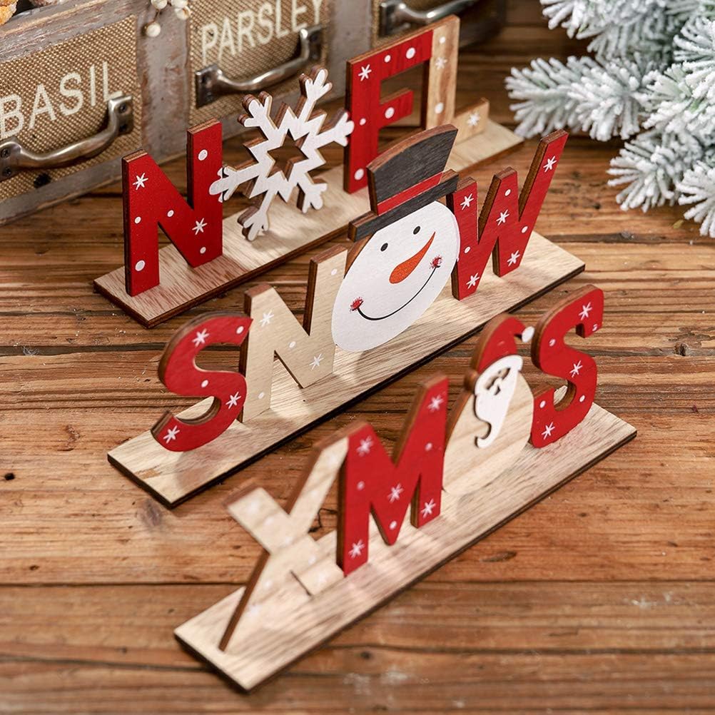 PRETYZOOM Christmas Wood Sign Christmas Holiday Santa Claus Christmas Table Decorations Wood Plaque Sign Decorative Table Top Sign Plaque Xmas Party Decoration - Image 5