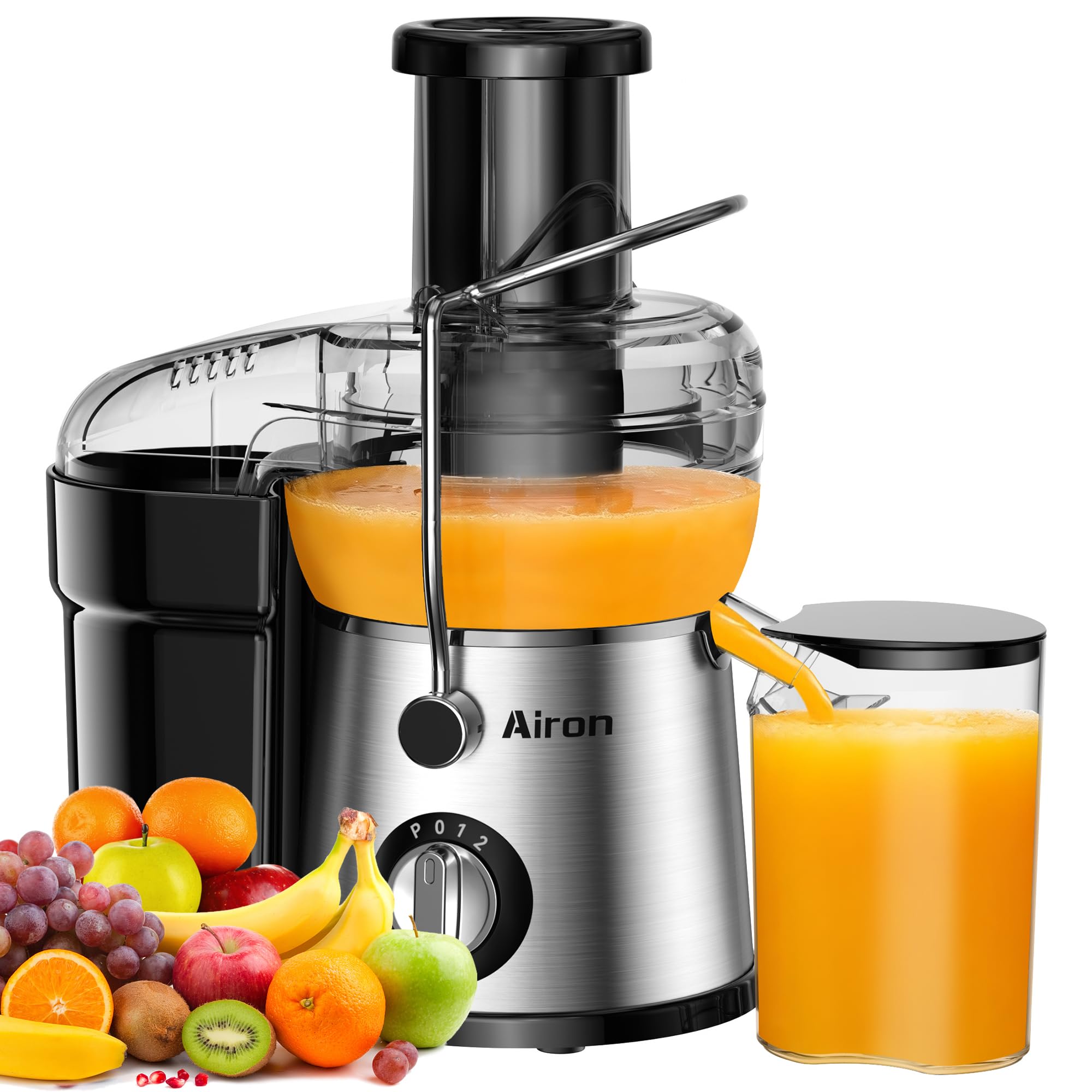 Photo 1 of ***MISSING TOP PIECE*** Juicer Machine, Airon Centrifugal Juicer Extractor, Max Power 800W, 3" Wide Feed Chute for Fruit Vegetable, Juice Maker with 3-Speed Setting, High Juice Yield, Easy to Clean, Stainless Steel, BPA Free