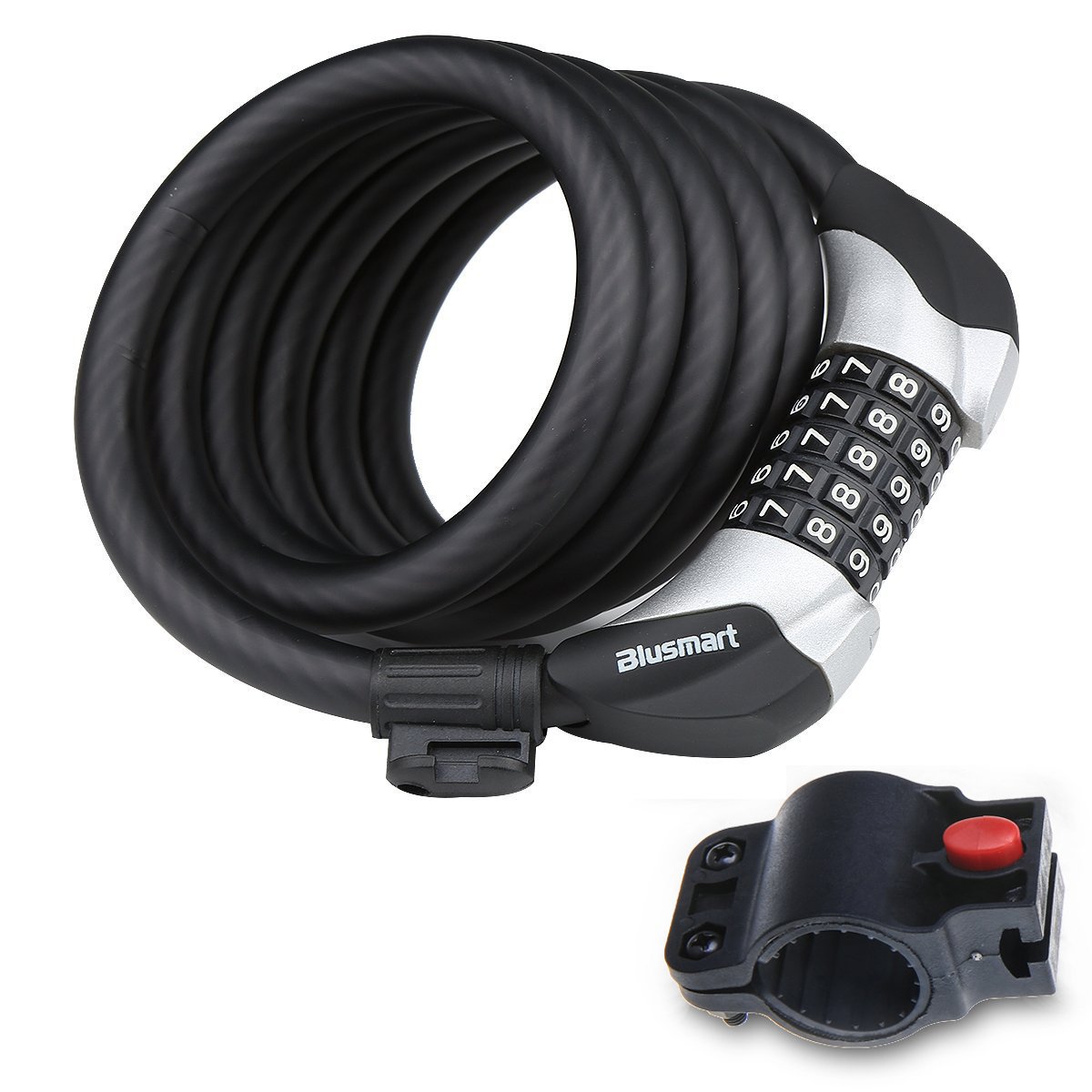 Product 6Feet Bike Lock Cable Self Coiling + Mounting Bracket 6 Feet