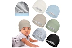 Cotwinter 6 Pcs Satin Lined Baby Newborn Hats Silk Satin Lined Beanie Toddler Hat for Hospital Infant Girls Boys 0-6 Months