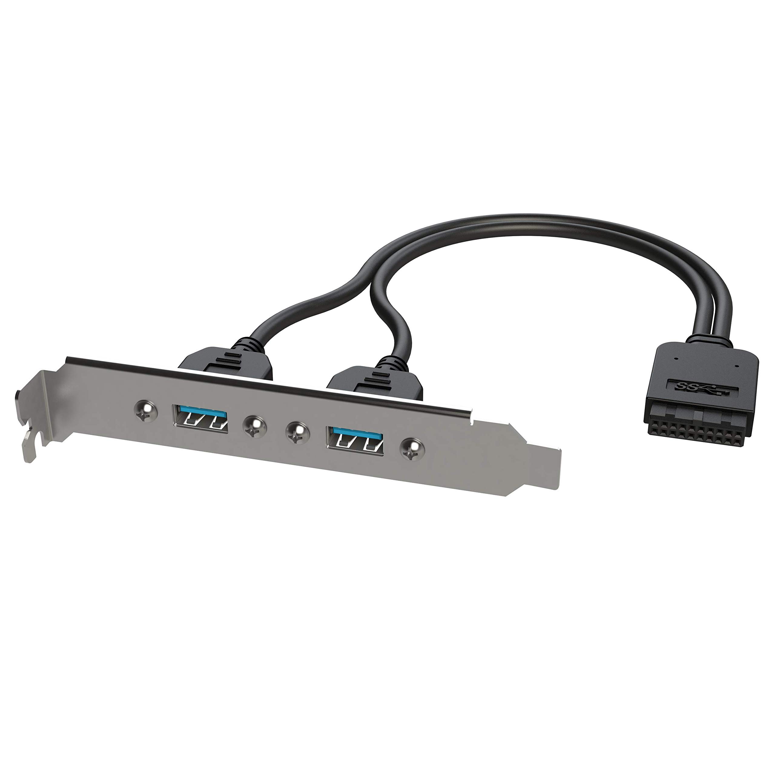 LINKUP - Dual USB 3.0 Type-A Female Panel Mount to Motherboard USB 3.0 Internal IDC 20 Pin Header Adapter
