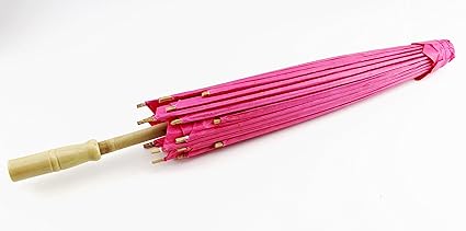 Hot Pink 22 Inch Tall Wood Bamboo Parasol Umbrella Backyard Decoration Gift (D13385) 11oz
