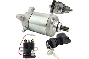 STABSOLI Starter Motor & Drive & Solenoid Relay & Ignition Switch for Polaris Sportsman Scrambler Magnum ATP Trail Boss 330 400 500 2003-2004, 3090188 3084981 57-2688 SMU0061 41054020