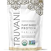Truvani Organic Plant Based Protein Powder | Vanilla | 18 Servings | Vegan | 20g Pea Protein | Keto | Gluten &amp; Dairy Free | Low Carb | No Added Sugar
