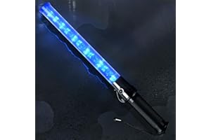 ELLUMIN Traffic Wand, 21 Inch Blue LED Traffic Control Wand with 2 Flashing Modes, Traffic Safety Baton with Side Clip for Traffic Control, Parking, Aircraft, Car Directing(Blue, 1 Pack)