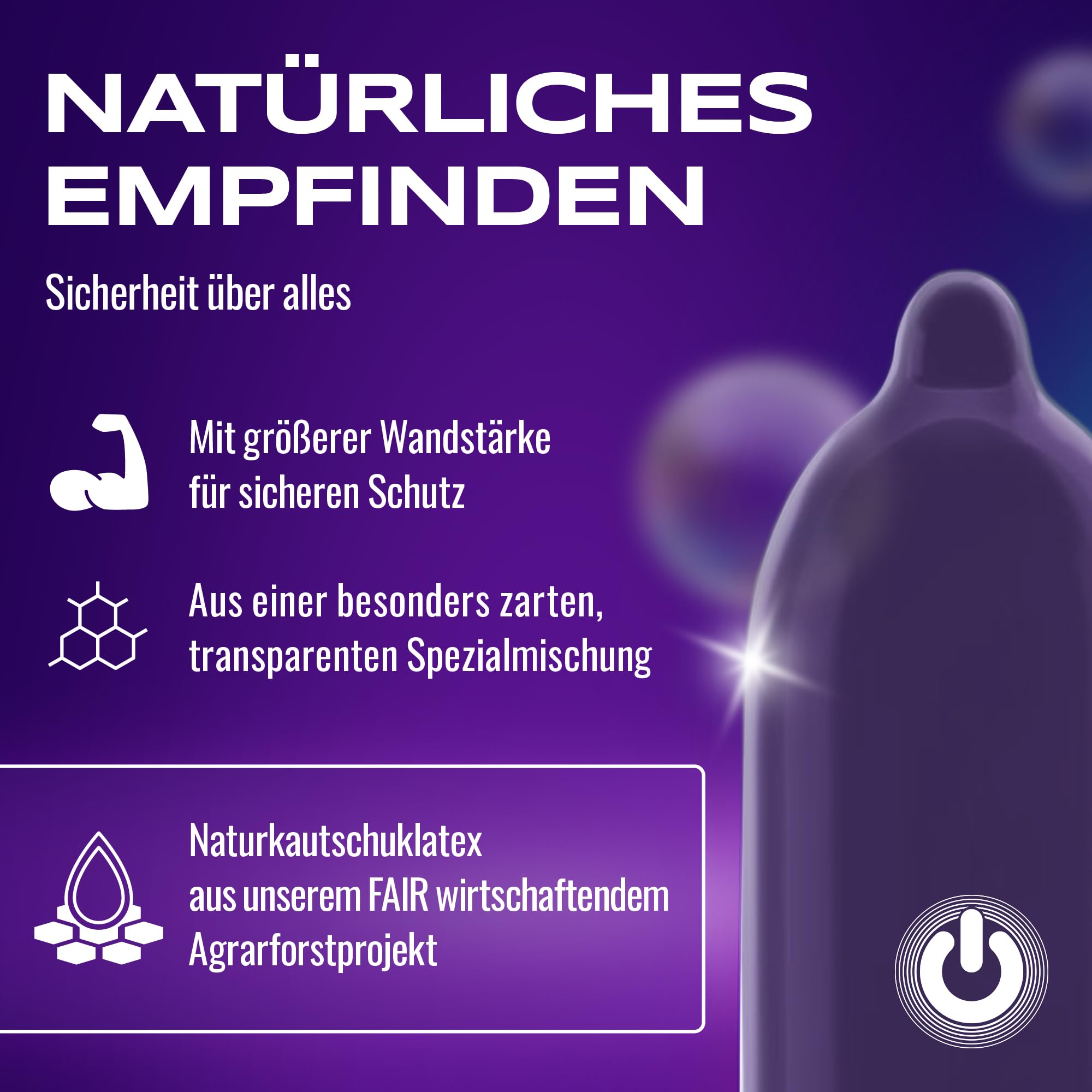 ON) Kondome Strong, Für mehr Sicherheit, extra dick 0,09 mm, Natürliches Gummi Latex, 100 Stück 4
