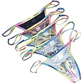 4UFIT Men's See Through Mesh Thong Underwear Sexy Hollow Out G-String Panties Bulge Pouch T-Back Thongs