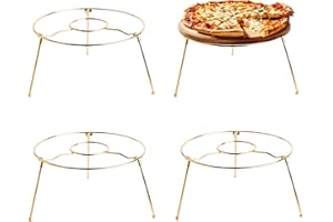 HOHIYA 4 Pcs 9 Inch Pizza Stand Holder Riser Display Serving for Tables Party Width for restaurant Home Iron Brass Gold Taiwan Made