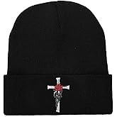 Sllematu Funny Cool Beanie Cap, Cute Beanies Gifts for Men Women,Adults Unisex Kids Embroidered Black Knit Warm Winter Hat