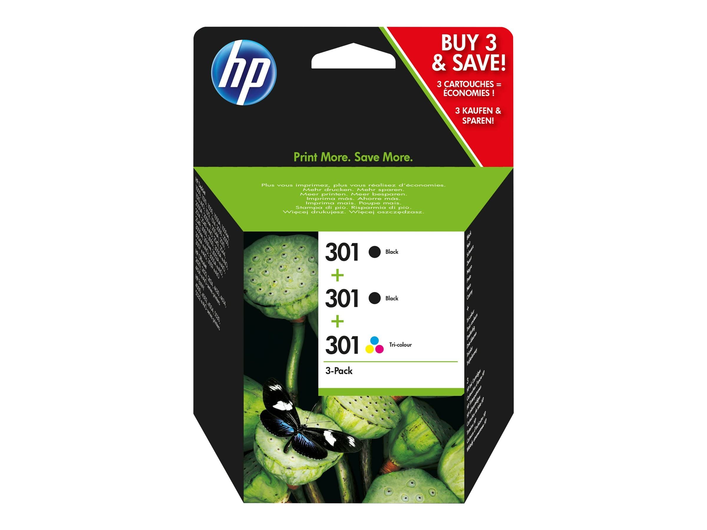 HP E5Y87EE 301 Original Ink Cartridge, Black and Tri-Colour, Multipack