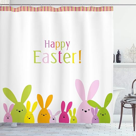 Amazon Com Lunarable Easter Shower Curtain Cartoon Style Funny