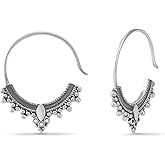 Boma Jewelry Sterling Silver Bohemian Pull Through Hoop Earrings