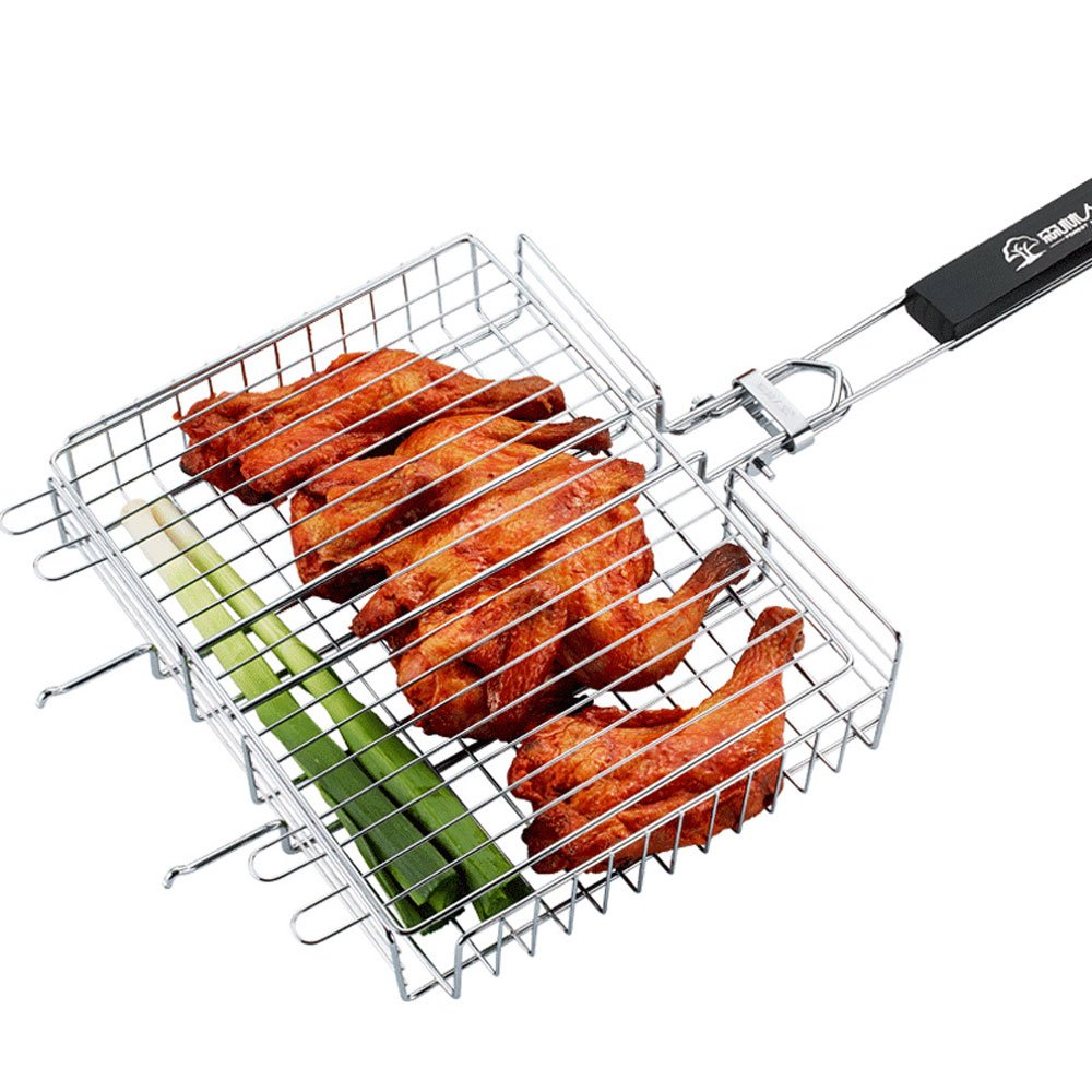 19.69 X 12.60 X 0.79in BBQ Grilling Basket Vegetable LEEGOAL Foldable Portable Stainless Steel