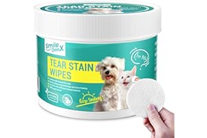 SmileDenX Eye Wipes for Dogs & Cats, Hypoallergenic Pet Eye Cleaner Wipes, Soothing Cleansing Pet Wipes for Gently Remove Eye Debris, Discharge, Mucus Secretions-100 ct