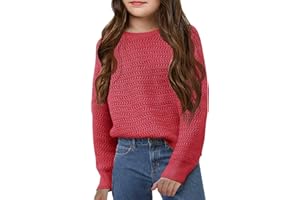 MEIKULO Girls Knit Sweaters Kids Fashion Chunky Crewneck Pullover Jumper Tops 5-14 Years