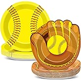50 Pcs Softball Party Paper Plates Sports Themed Party Decorations Softball Birthday Disposable Dinner Paper Plates Supplies for Sports Themed Boys Girls Birthday Baby Shower Favors Decoration