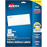 Avery Printable Return Address Labels with Sure Feed, 2/3" x 1-3/4", White, 1,500 Blank Mailing Labels (08195)